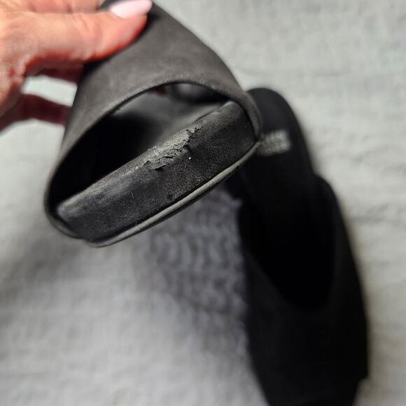 Eileen Fisher Sandals Womens 10 Fala Black Slip On Open Toe Minimalist Leather - Picture 7 of 9